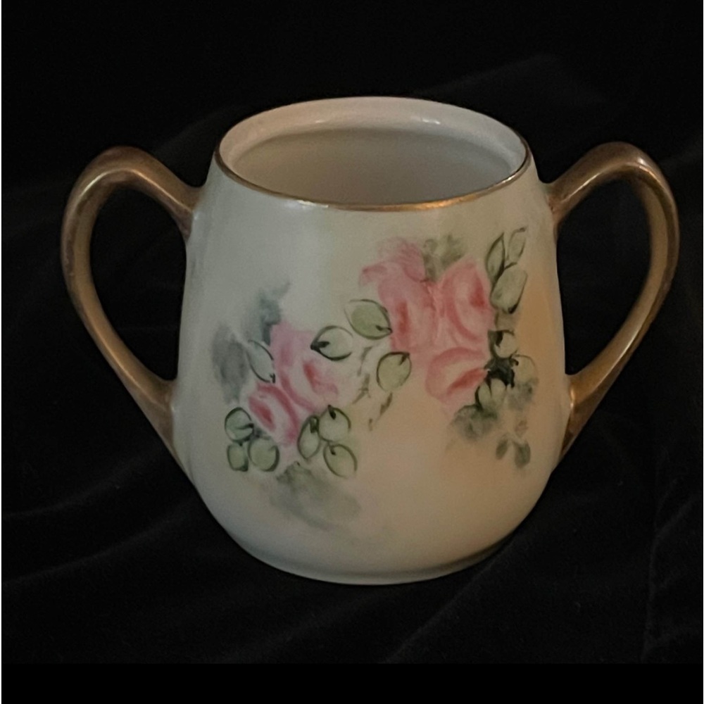 1910 to 1929 RS Reinhold Schlegelmilch Germany green flower sugar bowl for cubes